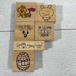 Easter Wood & Rubber Stamp Bundle 6-Piece